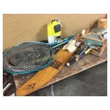 Ski, nets, tennis rackets, misc