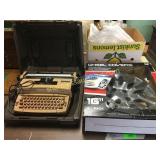 Air pressure tank, typewriter, hubcap, misc