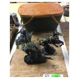 Western statues, picnic basket