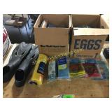 Swin fins, pool inflatables, cleaning items