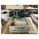 Desk light, knife set, toilet seat