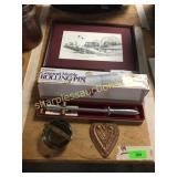 Gerber sharpening tool, ashtray, print, copper