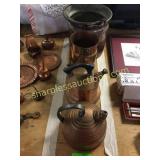 Copper kettles, buckets