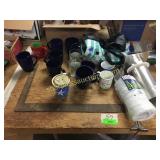 Mugs, plastic sheeting, misc