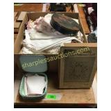 Linens, unfinished quilt, misc