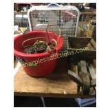 Box fan, chain, rope, donkey cart