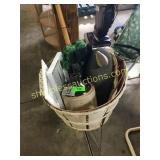 Jug, basket on stand misc