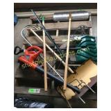 Yard tools, leaf blower, shephard hooks