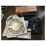 Gooseneck ball, clock, light fixture, misc