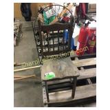 Kids wood chair, metal shelf