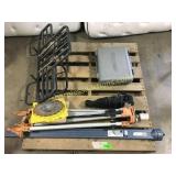 Spiral saw, tripod, blades, rack