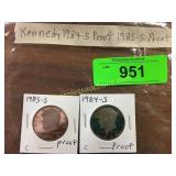 Kennedy 1984-S Proof, 1985-S Proof