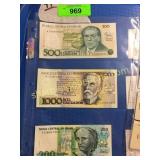 Foreign notes in plastic sheet