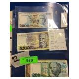 Foreign notes in plastic sheet