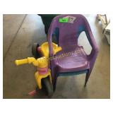 Kids trike and toddler chairs