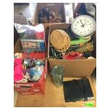 Sony DVD player, clock & household items
