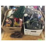 Christmas decors, pans, BB glove & misc.