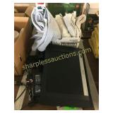 Magnavox HDTV, sweats & tablecloth