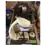 Desk lamp, radio & misc.