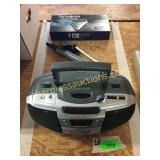 Stereo/cassette records, telescope & ice scraper