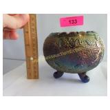 Antique blue carnival glass bowl