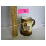 Large vintage beer mug with monk