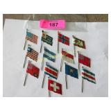 Collection of vintage country flag pins