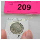 1913D type 1 Buffalo nickle