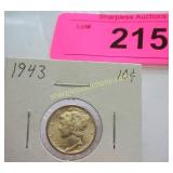 1943 BU MERCURY DIME