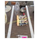 Float valves, canning jar, kitchen items