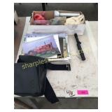 Scope, old calendars, garage/shop items