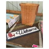 Longaberger basket, welcome sign