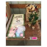 Bear collection, mini trees, Easter sign