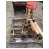 Sawhorses, stool, shovel, misc