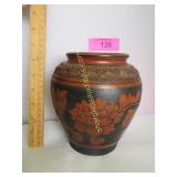 Decorated vintage terracota vase