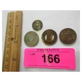 4 antique travel tokens