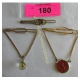 3 antique tie tacks