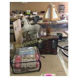 Queen sheet set, jewelry box, lamp