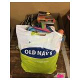 Backpacks, stuffed animal, misc glassware