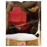 Golf tees, golf balls, gold club covers,