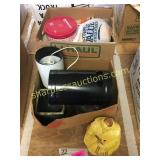 Glass pyrex baking pans, charcoal starter, cookie