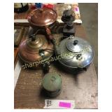 Tea pots, candle holder, chafing dish