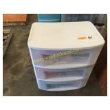 Plastic organizer w/lace, tin, household items