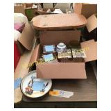 Crystal candle holders, hand painted plate,