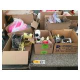 Harley Davidson scarfs/glasses, meat slicer, misc