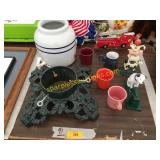 Xmas tree stand, mugs, misc