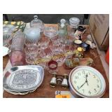 Vases,  dishware, mini binoculars, clock, misc