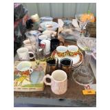 Collector plates, stemware, mugs, dishes, misc