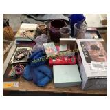 Vases, outdoor lights, books, misc