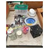 Ribbon, wall clock, sunglasses, misc